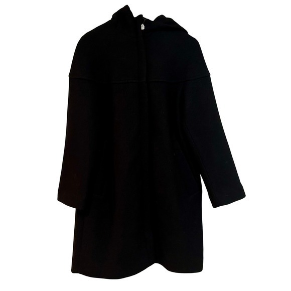 NEW COS Women's Black Hooded Boiled-wool Coat - Picture 7 of 9
